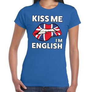 Kiss me I am English blauw fun-t shirt voor dames 2XL  -