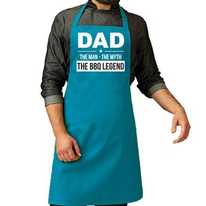 Bellatio Decorations Vaderdag cadeau schort - dad the bbq legend - blauw - keukenschort -verjaardag   -