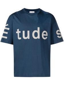 Etudes t-shirt en coton biologique à logo imprimé - Bleu