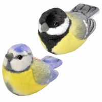 Set van 2x stuks pluche vogels knuffels van 14 cm met geluid