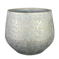 Plantenpot - keramiek - metallic zilvergrijs/gold finish -23x20cm