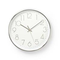 Nedis clwa015pc30sr ronde wandklok diameter 30 cm wit & zilver Nedis clwa015pc30sr ronde wandklok diameter 30 cm wit & zilver