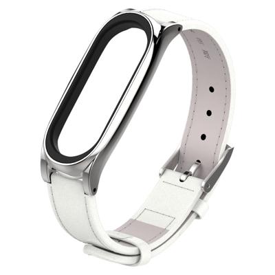 Mijobs Top-grain Leather Strap for Xiaomi Mi Band 3 Wrist Straps Screwless Magnetic Bracelet Smart Band Replace Accessories Host not Included