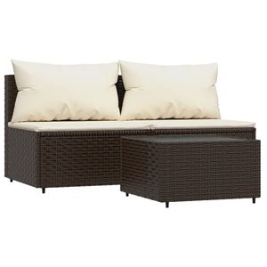 The Living Store Loungeset Tuinmeubelen - 63x63x57.5cm - Bruin/cremewit