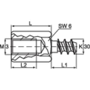 TOOLCRAFT 59006986 DIBLZ AK 30X5/IM3/10 Afstandsbouten M3 M3 Messing 1 stuk(s)