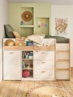 Halfhoogslaper voor kinderen met bureau wit