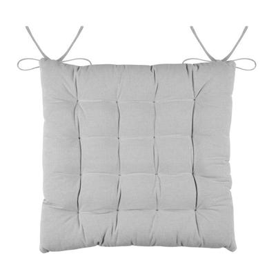 Stof Textile stoelkussens DUO - lichtgrijs - 38 x 38 x 3.5 cm - touwtjes sluiting