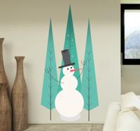 Muursticker Sneeuwman met Bomen