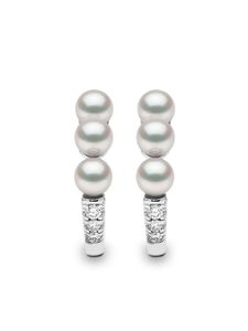 Yoko London boucles d'oreilles Eclipse en or blanc 18ct serties de perles d'Akoya et de diamants - Argent