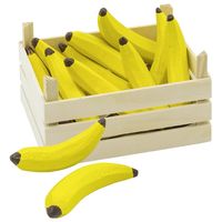 Houten speelgoed bananen in kist 13 x 10 cm   - - thumbnail