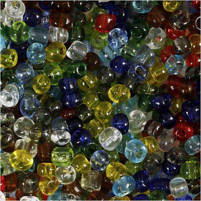 Creativ Company Rocailles, d 4 mm, afm 6/0, gatgrootte 0,9-1,2 mm, transparant glans, 130 gr/ 1 doos