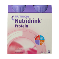 Nutridrink Protein aardbei 200ml 4 Stuks