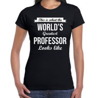 Worlds greatest professor t-shirt zwart dames - Werelds grootste professor cadeau