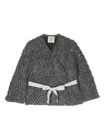 Douuod Kids cardigan ceinturé à effet texturé - Gris