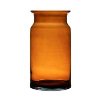 Oranje/transparante melkbus vaas/vazen van glas 29 cm   -