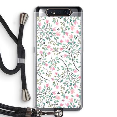 Sierlijke bloemen: Samsung Galaxy A80 Transparant Hoesje met koord