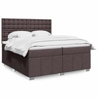 Boxspring met matras stof donkerbruin 200x200 cm