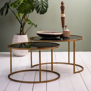 Light & Living Salontafel 'Duarte' Set van 2 stuks, kleur Goud/Smoke