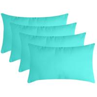 Stof Textile sierkussen Nelson - 4x - aqua blauw - 30 x 50 cm - bank kussens - polyester
