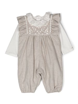 Chloé Kids trousseau de naissance en velours à fleurs brodées - Gris