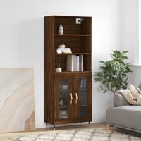 Hoge kast 69,5x34x180 cm bewerkt hout bruin eikenkleur