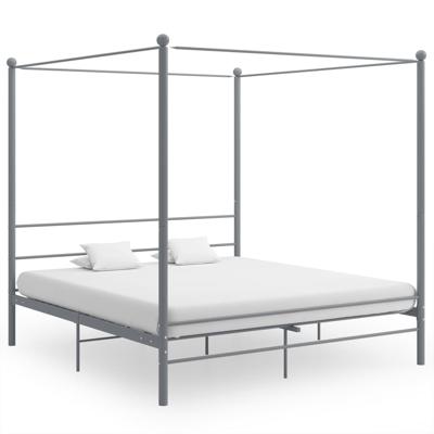 Hemelbedframe metaal grijs 200x200 cm