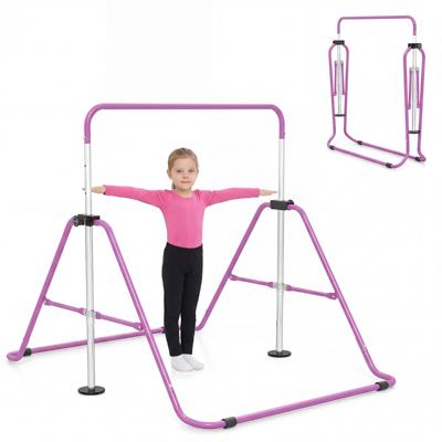 Opvouwbare Gymnastiekstang voor Kinderen in Hoogte Verstelbare Horizontale Kip-Trainingsstang met Antislipbasis-Paars