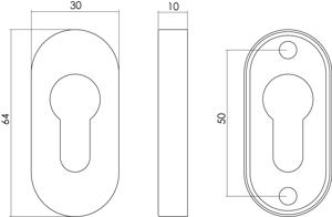 Intersteel | Rozet profielcilindergat | Ovaal | RVS Geborsteld