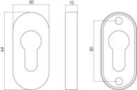 Intersteel | Rozet profielcilindergat | Ovaal | RVS Geborsteld