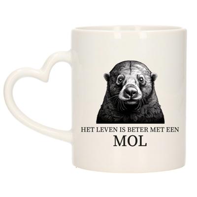 Cadeau mok voor de familie Mol - het leven is beter met - hart oor - keramiek - 300 ml