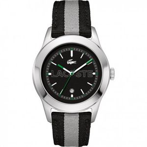 Lacoste horlogeband 2010613 / LC-11-1-14-0177 Leder Zwart 22mm + zwart stiksel