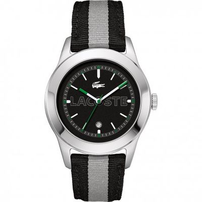 Lacoste horlogeband 2010613 / LC-11-1-14-0177 Leder Zwart 22mm + zwart stiksel