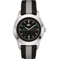 Lacoste horlogeband 2010613 / LC-11-1-14-0177 Leder Zwart 22mm + zwart stiksel