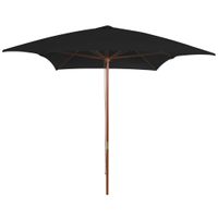 Parasol met houten paal 200x300 cm zwart - thumbnail