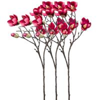 Kunstbloem Magnolia tak - 3x - 65 cm - dieproze - Kunst zijdebloemen