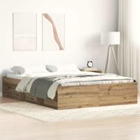 Bedframe zonder matras spaanplaat artisanaal eikenkleurig