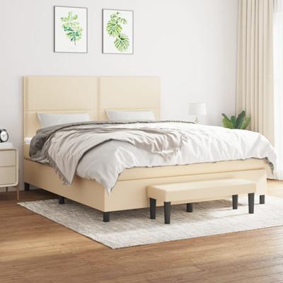 Boxspring met matras stof crèmekleurig 180x200 cm