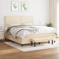 Boxspring met matras stof crèmekleurig 180x200 cm