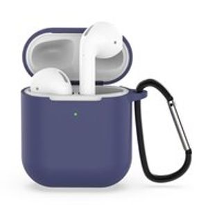 AirPods siliconen hoesje voor AirPods 1/2 - Blauw + handige clip