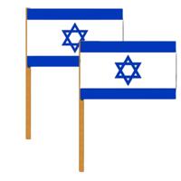 Luxe zwaaivlag Israel - 2x - 30 x 45 cm - polyester - Israelische vlag op stok vlag