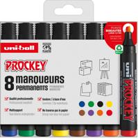Uni-ball permanent marker Prockey PM-126, schuine punt, large, etui van 8 stuks
