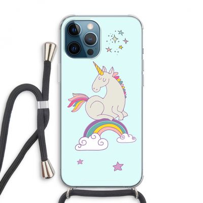 Regenboog eenhoorn: iPhone 12 Pro Max Transparant Hoesje met koord