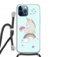 Regenboog eenhoorn: iPhone 12 Pro Max Transparant Hoesje met koord