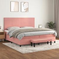 Boxspring met matras fluweel roze 200x200 cm