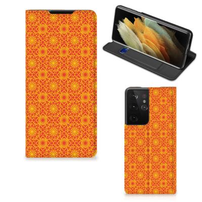 Samsung Galaxy S21 Ultra | Hoesje met Magneet | Batik Oranje