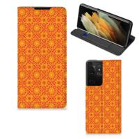 Samsung Galaxy S21 Ultra | Hoesje met Magneet | Batik Oranje