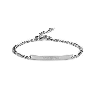 Schakelarmband met bar ’Best friends’ - Stainless steel - Zilver