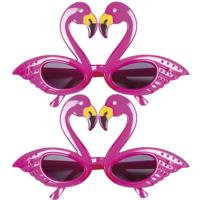 Flamingo feest zonnebril voor volwassenen - 2x stuks - Hawaii Tropische thema feestartikelen - Roze