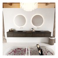 Mondiaz Bukla 280cm badmeubel met module 40 kleur dark brown met 5 lades en wastafel dubbel zonder kraangat kleur urban