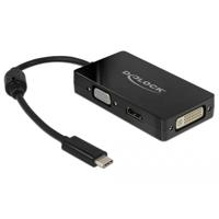 Delock USB 2.0 Adapter [1x USB-C stekker - 1x VGA-bus, HDMI-bus, DVI-bus 24+5-polig] 63925 0.13 m